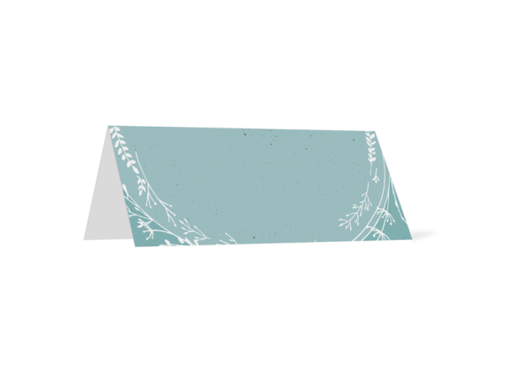 Tischkarten (personalisiert mit Namen), Motiv: Blumenkranz, Rückseite, Farbvariante: tuerkis