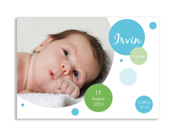 Geburtskarte Ines/Irvin (Postkarte)