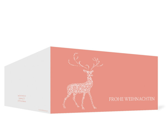 Außenansicht, Weihnachtskarte (Format DIN Lang), Motiv Holy Deer, Farbversion: apricot