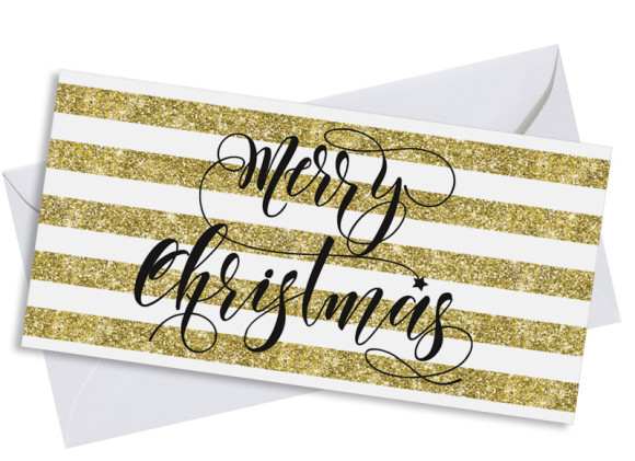 Firmen-Weihnachtskarte Copper Postkarte in gold, Umschlag