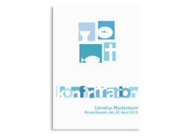 Konfirmationsdanksagungen Cora/Cornelius (Postkarte) Blau