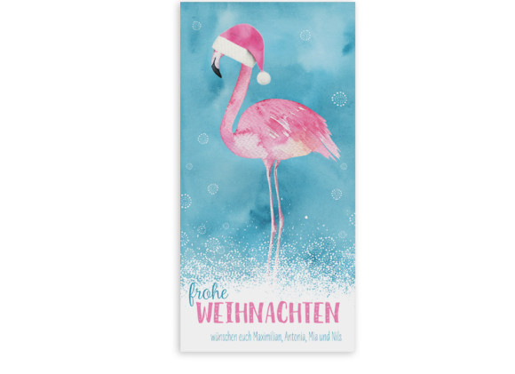 Weihnachtsgrußkarte Flamingo