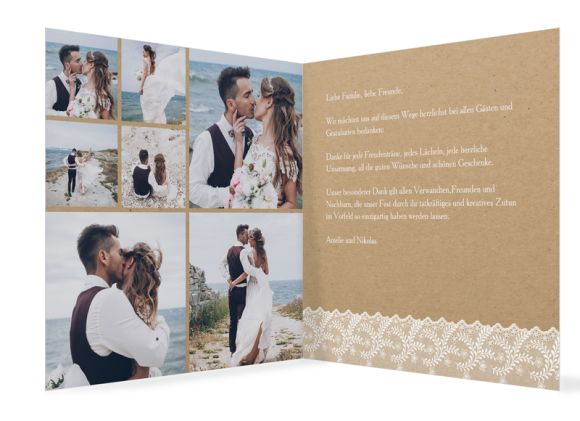 Hochzeitsdanksagung (Klappkarte quadratisch), Motiv: Gibraltar, Innenansicht, Farbvariante: weiss