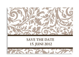 Save-The-Date-Hochzeitskarte Rokko Weiß (Postkarte A6) Beige