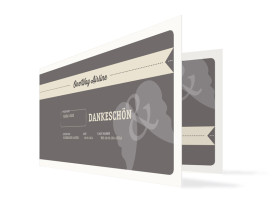 Hochzeit Danksagungen Flugticket (Klappkarte) Beige