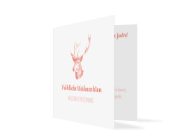 Firmen-Weihnachtskarte Pure Deer (Klappkarte, quad.) Apricot