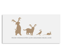 Weihnachtskarte Haustiere (Postkarte) Beige