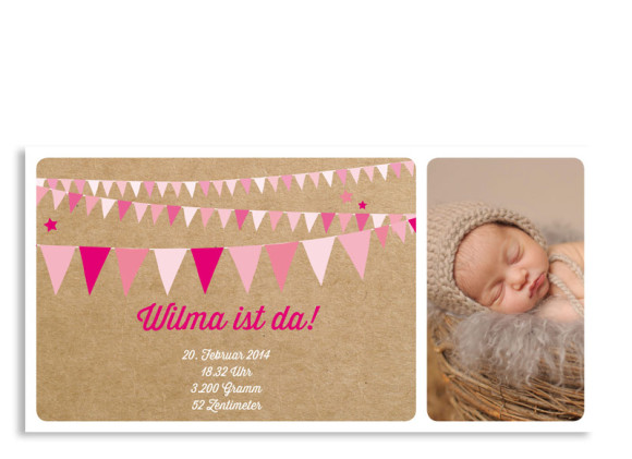 Babykarte Wilma/Wilson (Postkarte, mit 2 Fotos)
