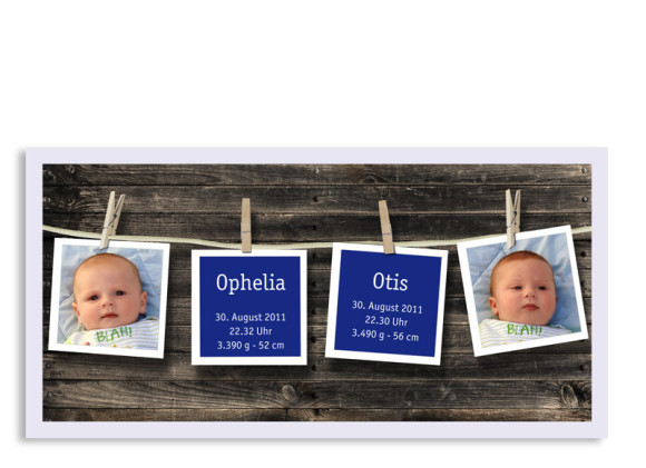 Zwillingskarte Ophelia/Otis (Postkarte, mit 2 Fotos)