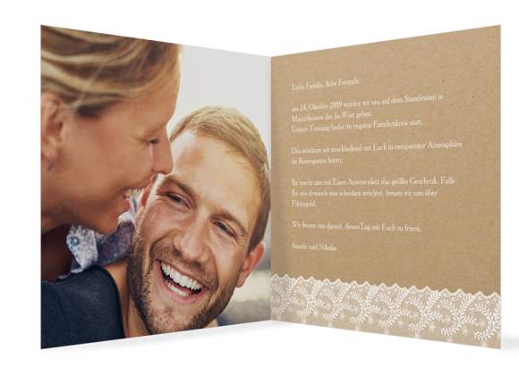 Einladungskarten zur Hochzeit (Klappkarte quadratisch), Motiv: Gibraltar, Innenansicht, Farbvariante: weiss