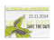 Save The Date Karten Drei Haselnüsse, Vorderseite der Farbversion: grün