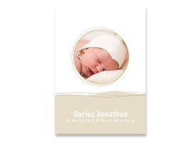 Geburtskarte Deborah/Darius (Postkarte) Beige