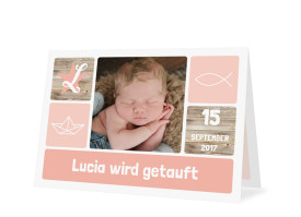 Einladung zur Taufe Lucia/Luca Apricot