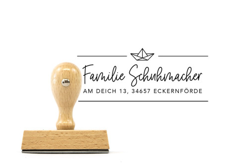 Familien-Stempel "Eckernförde" (rechteckiger Holzstempel), ca. 70 x 30 mm