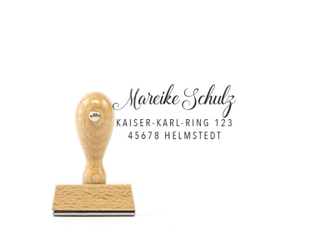Adress-Stempel "Helmstedt" (Holzstempel), ca. 50 x 25 mm, personalisiert