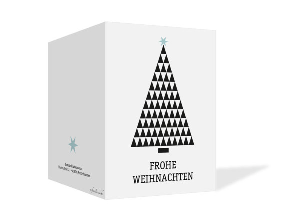 Weihnachtsgruß Origami, Außenseite: eisblau