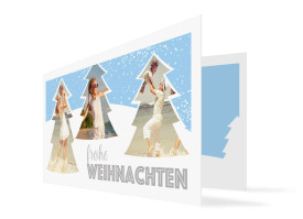 Weihnachtskarte Stille Nacht Hellblau-Grau