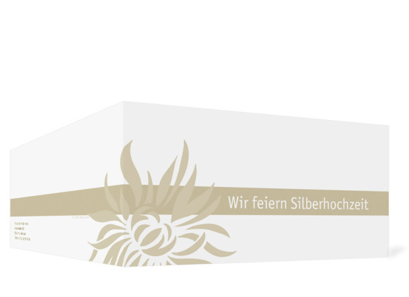 Außenansicht, Einladungs-Klappkarte zur Silbernen Hochzeit (Format DIN Lang), Motiv Florenz, Farbversion: beige