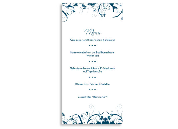 Menükarten zur Hochzeit Miami (DIN Lang-Karte)