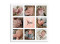 Geburtskarte Juna/Joris (quadratische Postkarte) mit acht Fotos, Vorderseite, Farbvariante: apricot