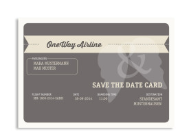 Save-The-Date Flugticket (Postkarte) Beige