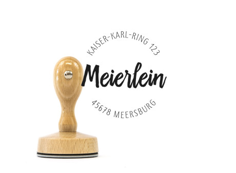 Adress-Stempel "Meersburg" (Holzstempel), ca. 50 mm, rund, personalisiert