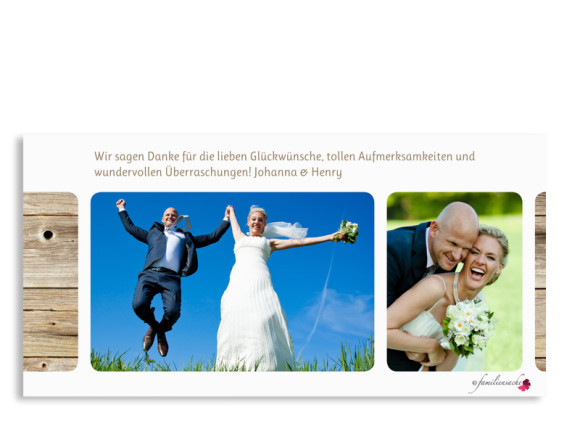 Rückseite der Hochzeit-Dankeskarte Zürich, Farbversion: schlamm