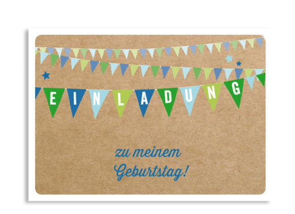 Einladung zum Geburtstag Wimpel (Postkarte)