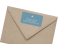 Adressetikett rechteckig zu Weihnachten, Motiv: Goldene Post, mit Briefhülle, Farbvariante: hellblau