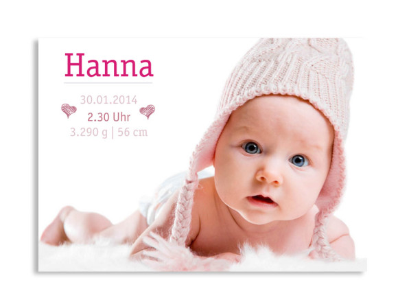 Geburtskarte Hanna/Henrik (Postkarte, mit Foto)