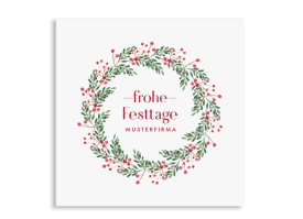 Firmen-Weihnachtskarte "Festtage" quad. Postkarte beerenrot