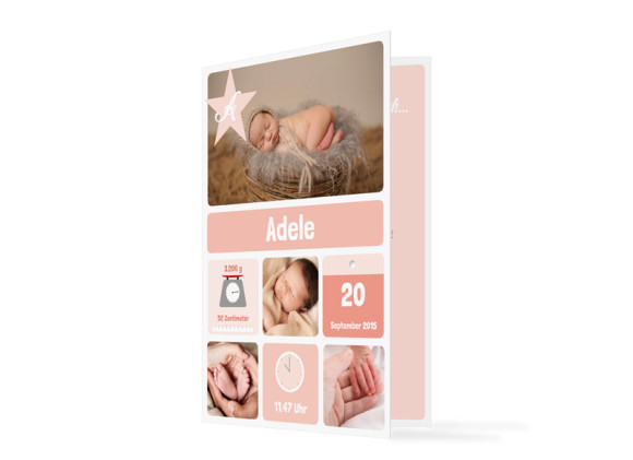 Geburtskarte Adele/Augustin (Klappkarte, C6)