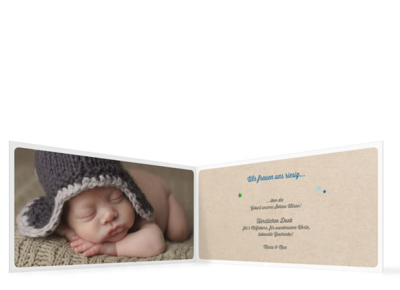 Geburtskarten, Motiv Wilma/Wilson, Innenansicht, Farbversion: blau/grün