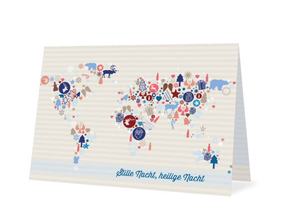 Weihnachtskarten Weltkarte (Klappkarte)