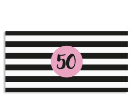 Einladungskarte Lucky Stripes zum 50. Geburtstag Pink