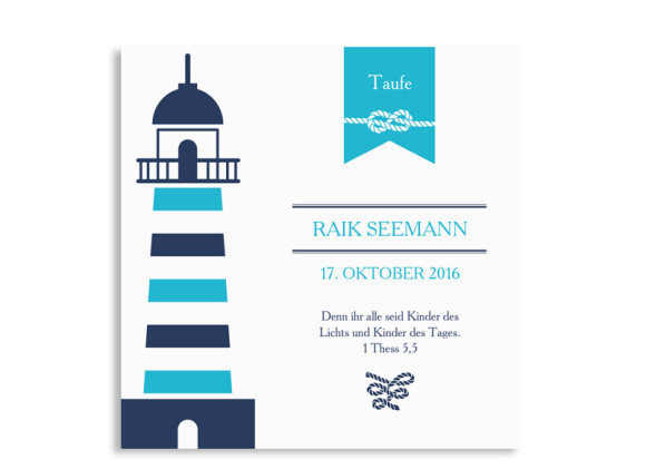 Einladungskarte zur Taufe Rike/Raik (quad. Postkarte)