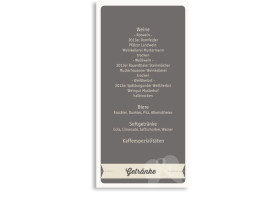 Hochzeitsmenükarten Flugticket (Postkarte) Beige