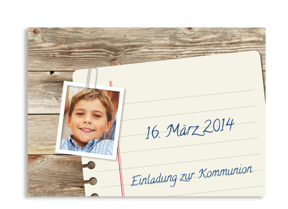 Kommunionseinladung Notizzettel (Postkarte mit Foto)