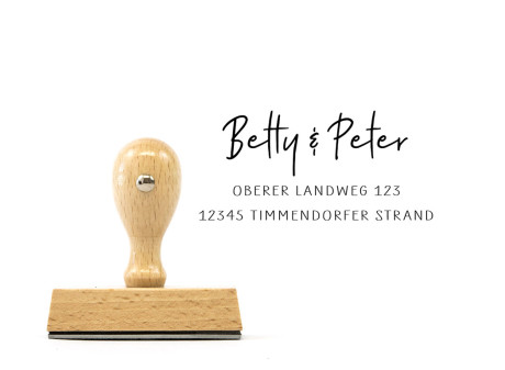 Adress-Stempel "Timmendorfer Strand" (rechteckiger Holzstempel), ca. 70 x 30 mm