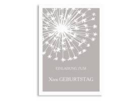 Einladungskarten zum Geburtstag Pusteblume Pastell Taupe
