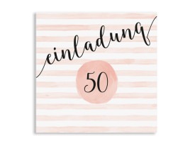 Einladung 50. Geburtstag Dots 'n Stripes Apricot