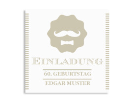 Einladungskarten Gentleman (quad. Postkarte) Beige