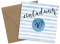 Einladung 40. Geburtstag, Motiv: Dots 'n Stripes, (quadratische Postkarte), mit Briefhülle, Farbvariante: dunkelblau