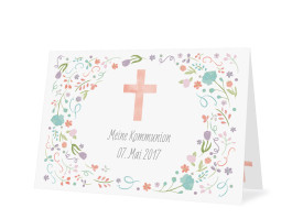 Danksagungskarten zur Kommunion Vintage Flower Apricot