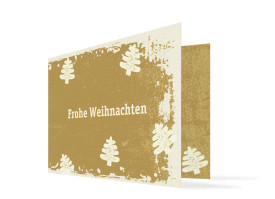 Weihnachtskarte Tannen (Klappkarte C6) Creme