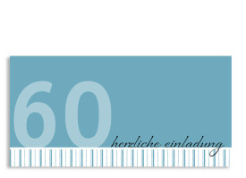 Einladung zum 60. Geburtstag Stripes 2 (Postkarte) Blau