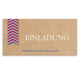 Geburtstagseinladungen Fähnchen (Postkarte) Blau/Rot