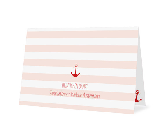 Kommunion Danksagungen Stripes Anchor