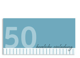 Einladung zum 50. Geburtstag Stripes 2 (Postkarte) Blau