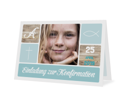 Einladungskarte zur Konfirmation "Lucia / Luca" (Klappkarte)